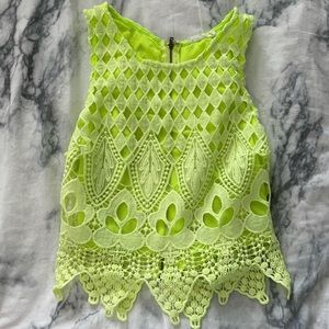 Neon yellow lace top